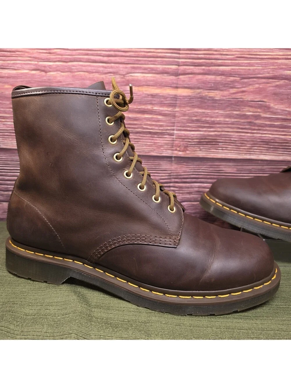 Dr. Martens 1460 Crazy Horse Leather 8-Eye Boot Dark Brown Men's Size 15